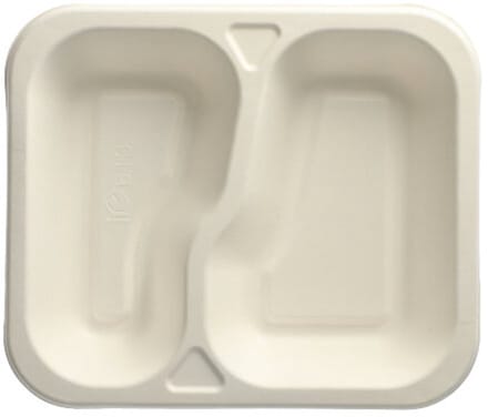100 Menubakken topseal Suikerriet 2-vaks 1000 ml 4,2 cm x 21,2 cm x 25 cm wit