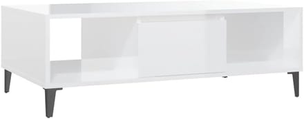Salontafel - Bijzettafel modern - Woonkamer inrichten - Hoogglans wit - 103x60x35 cm - Wit