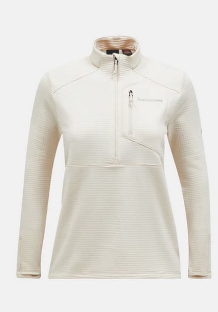 PEAK PERFORMANCE TRAIL GRID FLEECE HALF ZIP WOMEN Sand fog -S