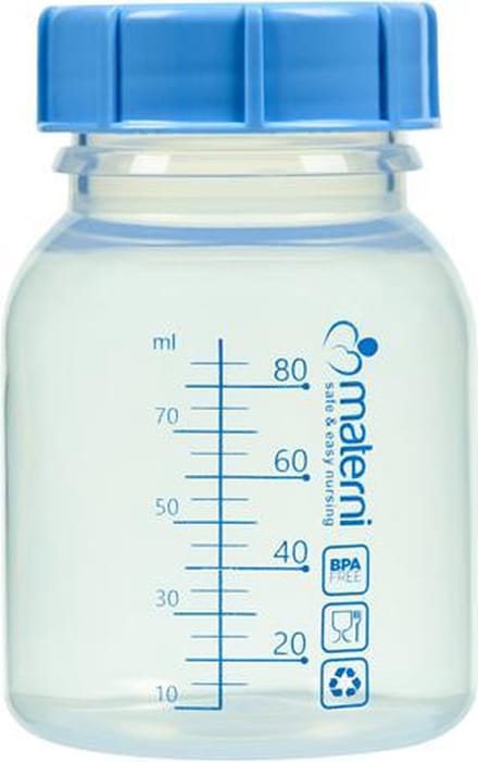 30x Materni Moedermelkflesje 80 ml met dop tbv borstvoeding