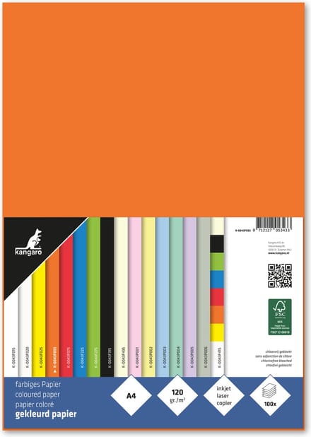 Kangaro papier - A4 - 120 grams FSC - pak 100 vel - oranje
