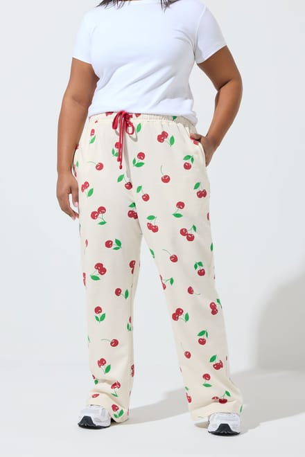 Limited Collection Crème Kersen Joggingbroek Met Rechte Pijpen Size 40