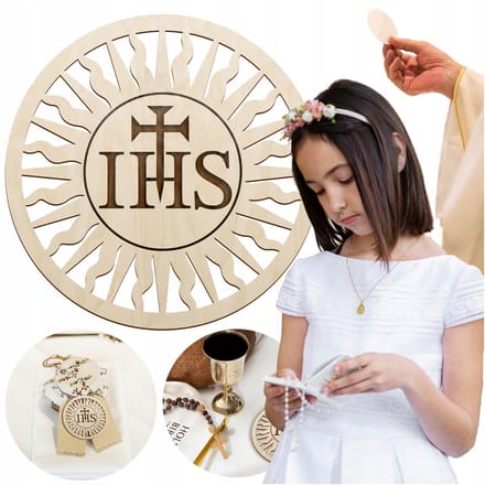 SMX Design - Natuurlijke Decoratie - 50cm - IHS en Kruis - Brik Multiplex