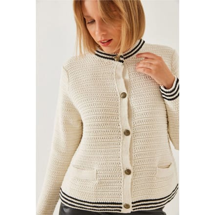 Gestructureerde Breisel Cardigan met Knopen Sluiting en Zakken