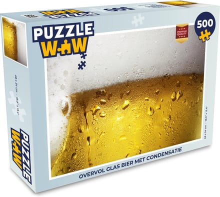 Puzzel Overvol glas bier met condensatie - Legpuzzel - Puzzel 500 stukjes