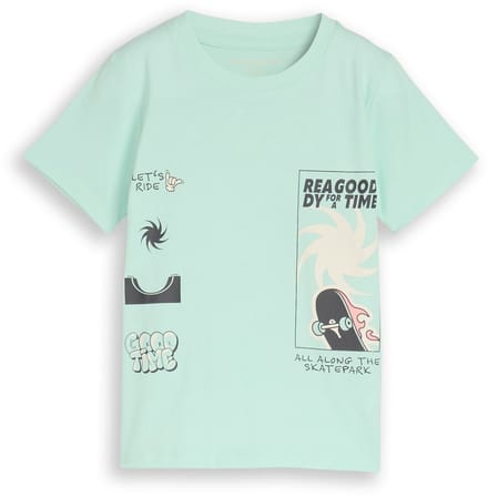 Tom Tailor - T-shirt met opdruk - Maat 128/134 - light bay green