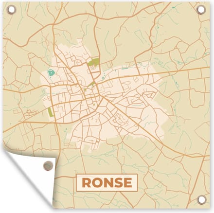 Tuindoek Plattegrond - Stadskaart - Ronse - België - Kaart - 100x100 cm