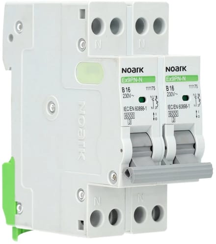 Noark fornuisgroep 2-polig+2 nul 16A B-kar (Ex9PN-N 2P2N B16)