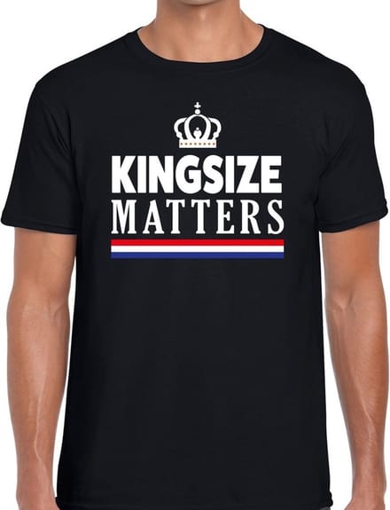Zwart Kingsize matters t-shirt - Shirt voor heren - Koningsdag kleding M