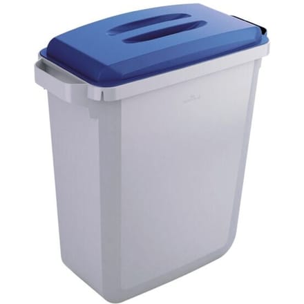 Afvalverzamelbak voor recycleerbaar afval Durabin® 60 L - grijs met deksel blauw