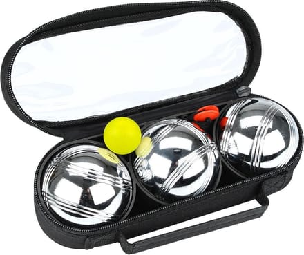 Get & Go Jeu de Boules Set III - 3 Ballen - Chroom/Zwart - Staal