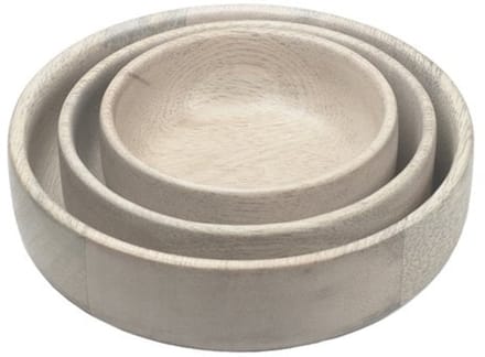 Leeff Kom Bente S, set van 3 – Schalen – Naturel – 7 x 7 x 2,5 CM – Hout