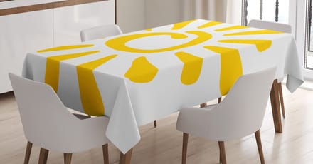 ABAKUHAUS Tafelkleed met zon – Doodle Sun Burst – 140x240 cm – Geel/Wit