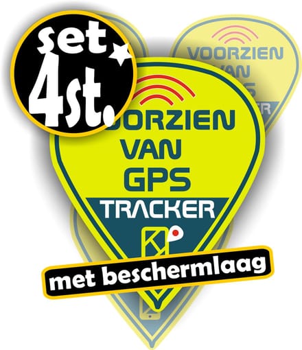 Jerma - Voorzien van GPS tracker – Sticker - 4 st, - 1x10 cm - 2x7.5 cm - 1x5 cm - Vinyl - zelfklevend