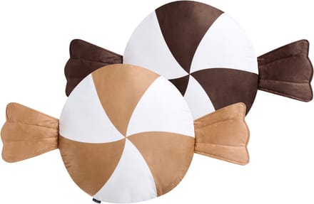 WHIRL CANDY - Sierkussen set van 2 - Bruin/Wit - Polyester