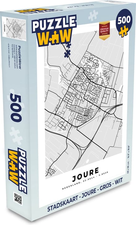 Puzzel Stadskaart - Joure - Grijs - Wit - Legpuzzel - Puzzel 500 stukjes - Plattegrond