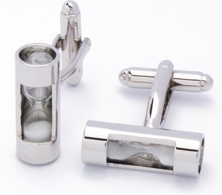 Manchetknopen - Zandloper met Glas Zilver