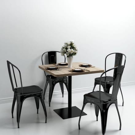 vidaXL - Bistrotafel - vierkant - 80x80x75 - cm - MDF - en - staal - eikenkleur