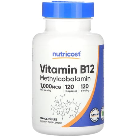 Nutricost, Vitamine B12, 1 000 mcg, 120 capsules