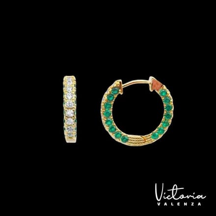 Victoria Valenza Rimini oorknoppen - Messing Groene Steen - Goudkleurig