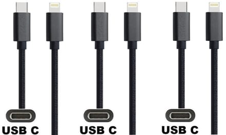 3 stuks OneOne USB C naar Lightning kabel. 1,0m zwarte laadkabel. Oplaadkabel past op Apple iPhone 13 Mini, iPhone 13 Pro, iPhone 13 Pro Max, iPhone 14, iPhone 14 Plus, iPhone 14 Pro, iPhone 14 Pro Max