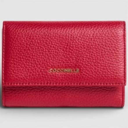 COCCINELLE Leren portemonnee Metallic Soft Wallet Grainy Leather Scarlet rood