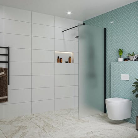 FugaFlow Eccelente Vetro inloopdouche badkamer - 80x200cm - mat glas - wandarm - mat zwart