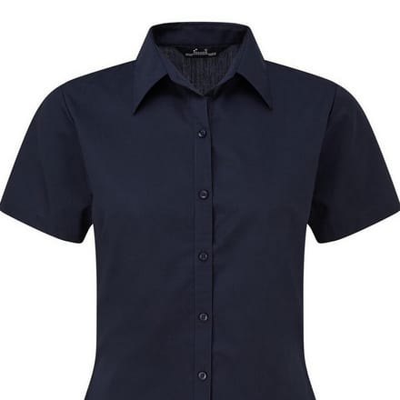 Premier Popeline blouse met korte mouwen / Gewoon werkoverhemd (Marine)