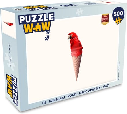 Puzzel IJs - Papegaai - Rood - IJshoorntjes - Wit - Legpuzzel - Puzzel 500 stukjes