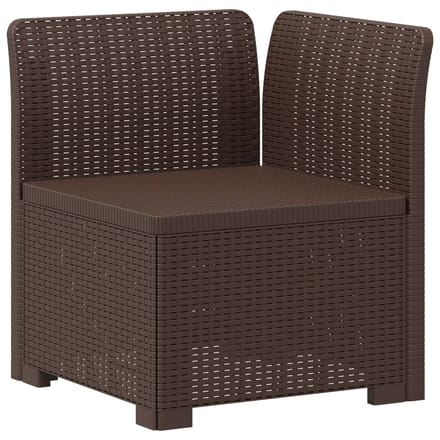 vidaXL - Eén-zits - Tuin - Sofa - met - Kussen - Rieten - Look - PP - Bruin