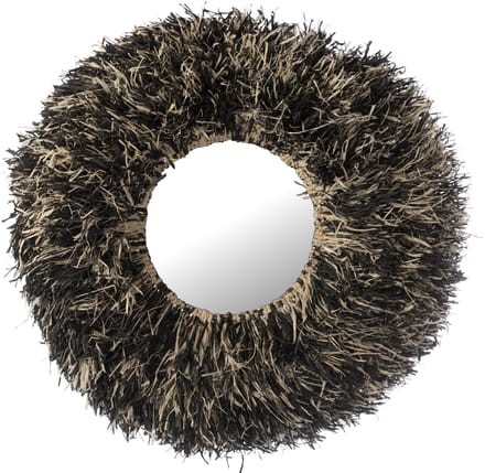 J-Line spiegel Rond Sisal - riet - zwart/wit