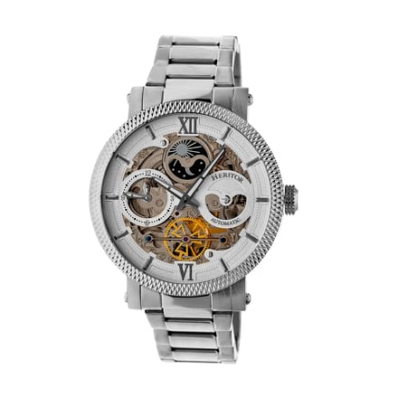 Heritor Automatic Aries Skeleton Dial Armbandhorloge - Zilver/Wit
