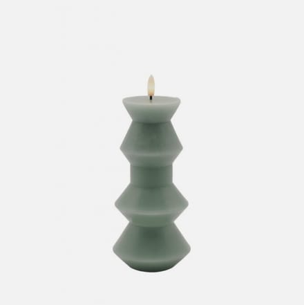 Sirius Sille Geometric Nordic LED Kaars – Stompkaars Geometrisch Ø9×20,5 cm – Sandy Green/turquoise/blauw/groen