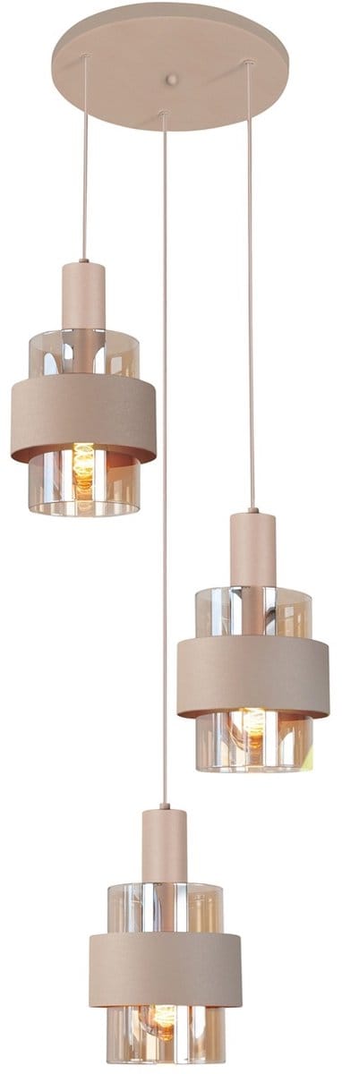 Highlight Moderne Hanglamp E27 Marrone 3 Lichtpunten Rond Beige/Bruin/Zand Metaal Eetkamer Gang/Hal Dimbaar Diameter 40cm