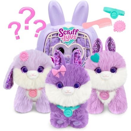 Scruff a Luvs - Paarse Mystery Knuffel in Draagmand - Konijntje