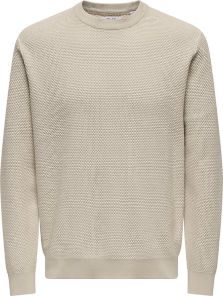 Only & Sons Trui Onsmorgan 12 Structure Crew Knit No 22033297 Silver Linning/ Cloud Dancer Mannen Maat - S