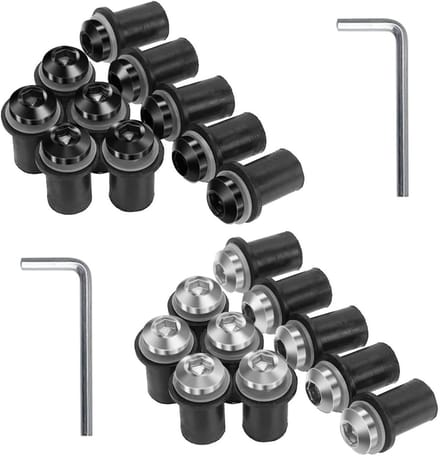 Windshield Screws - 20 Pieces - Two Colours - Aluminium Alloy Motor Cover - with Wrench - Easy Installation - Panel Screws - Suitable for Most Windscreens - Auto Accessoires