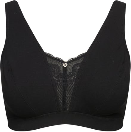 Ulla Popken - Dames - Bralette kantinzet zonder beugel - Zwart - Maat 100B