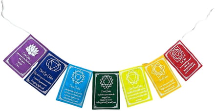 Zeven Chakra Vlaggen - Groot - 24 cm x 230 cm
