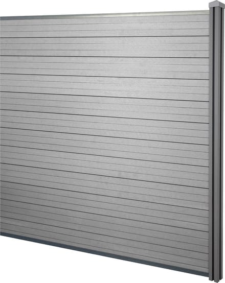 WPC privacyscherm Sarthe, windscherm, WPC paal ~ verlengstuk, 1,88m grijs