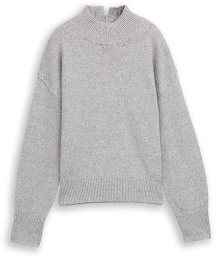 Tom Tailor - Oversized gebreide trui met opstaande kraag - Maat S - medium silver grey melange