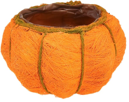 Bloempot pompoendecoratie oranje/geelgroen sisal Ø21cm H12cm