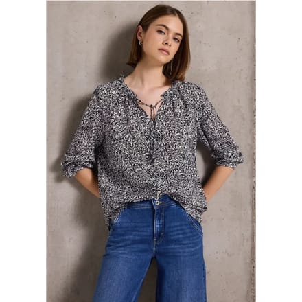 Gedessineerde blouse met ruches