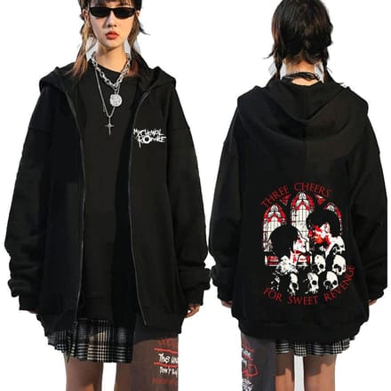 Chemical Romance Mcr Dode Rits Trui Zwart Parade Punk Emo Rock Rits Sweatshirt Mannen L black
