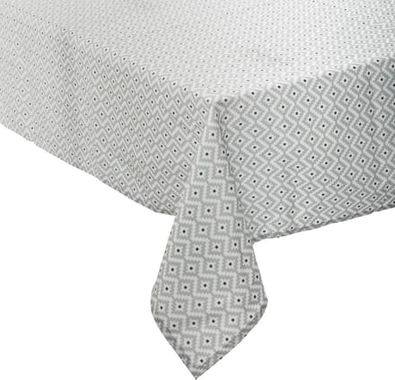 Tafelkleed van polyester rechthoekig 240 x 140 cm - grijs met print - Eettafel tafellakens