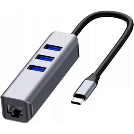 Zenwire BYL-2013U netwerkkaart, USB-C Ethernet Gigabit 1000 Mbps LAN RJ45-adapter met 3x USB 3.0