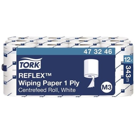 Tork 473246 12st Reflex Mini Centerfeed Poetspapier Wit M3, Multifunctioneel (473246)