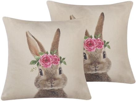 TULIPA - Sierkussen set van 2 - Taupe - 45 x 45 cm - Polyester