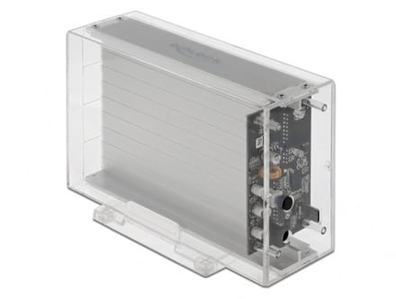 Delock External Dual Enclosure for 2 x 3.5″ SATA HDD with USB Type-C™ female transparent - tool free