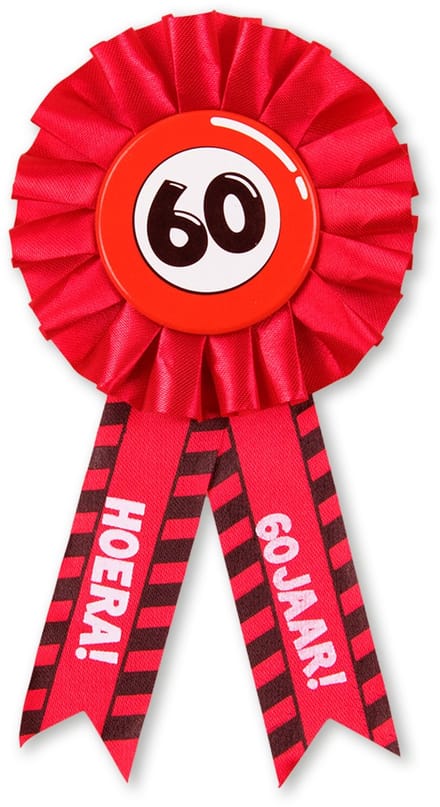 BTH - Rosette - 60 Jaar - Verjaardag Versiering - Feest - Rozet - Versiering - Verkeersbord - Button